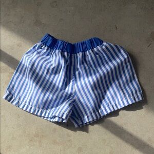 The Beaufort Bonnet Co - Blue and White Striped Elastic Waist Shorts